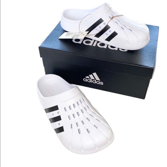 adidas Shoes - Brand New Adidas Adilette White/Black Clog sz 7 & 8 women left